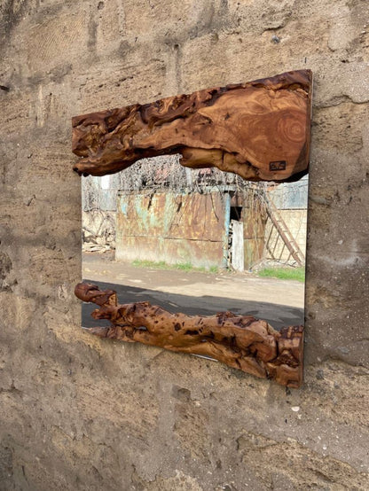 squared live edge mirror