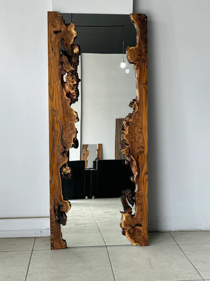 squared live edge mirror