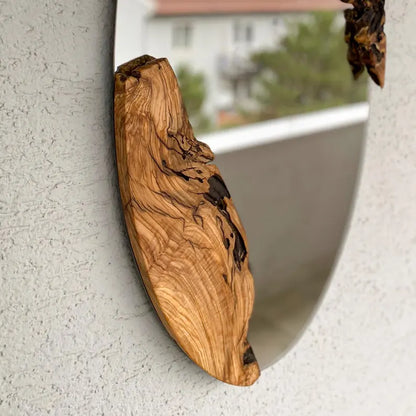 oval live edge mirror